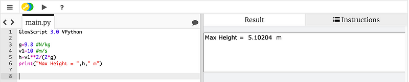 Python code for height calculation