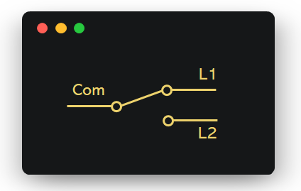 Terminal layout of a two-way switch