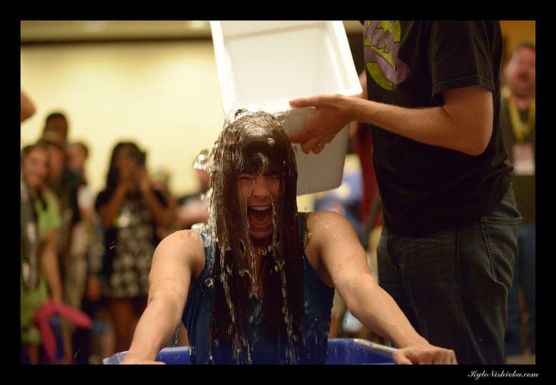 Participants engaging in the Ice Bucket Challenge