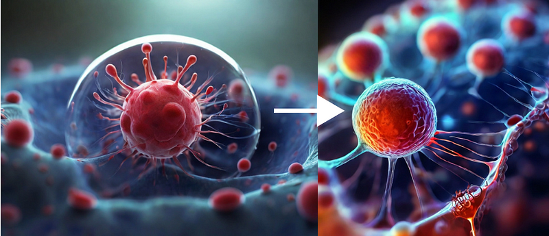 Illustration of induced pluripotent stem cells (iPSCs)