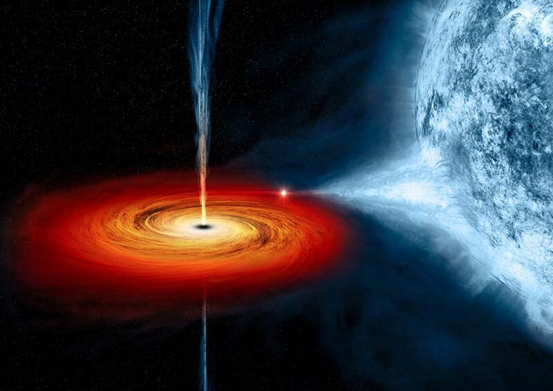 Artistic representation of a star being consumed by a black hole