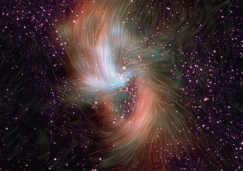 Visualization of magnetic fields around Sagittarius A*