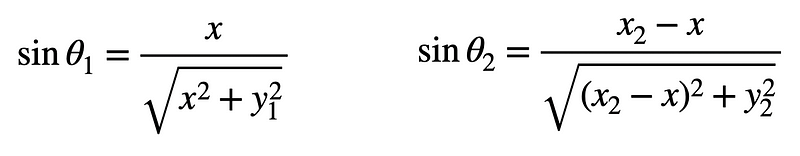 Expressions for sine of angles