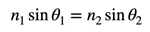 Equation connecting angles and indices of refraction