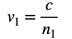 Diagram of light speed in different mediums