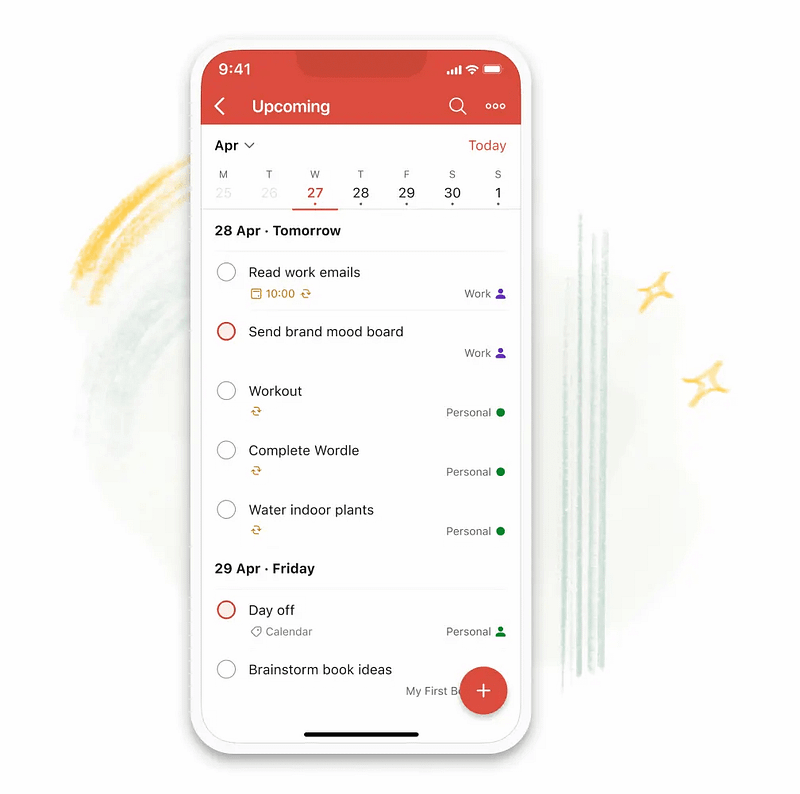 Todoist app featuring task management dashboard.