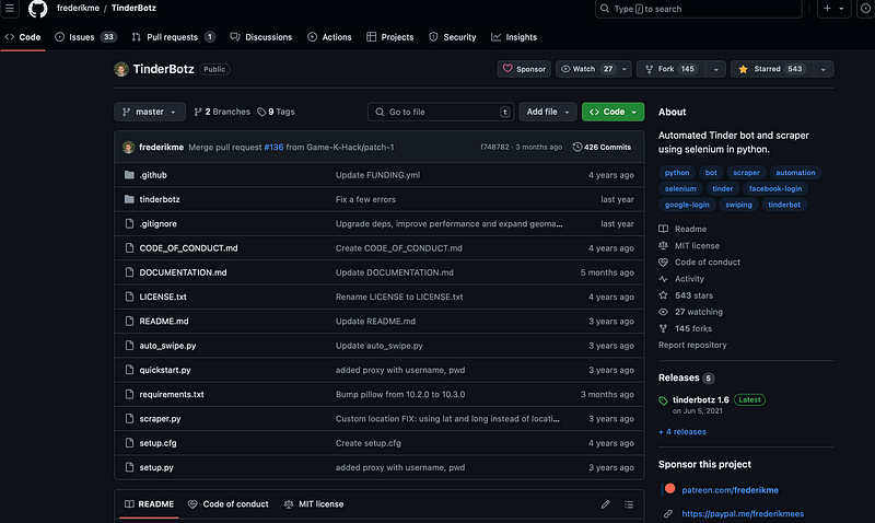 Automated tools for Tinder data extraction