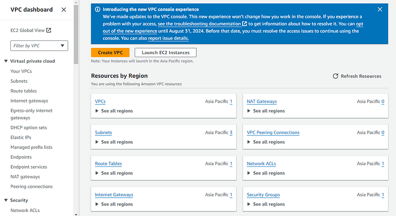 VPC Console Overview