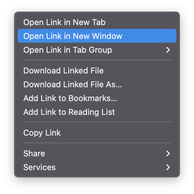 Context Menu for Links in Safari