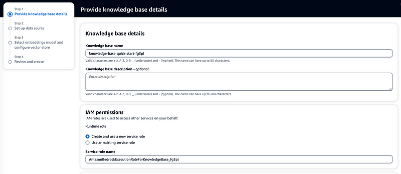 IAM role selection for Knowledge Base