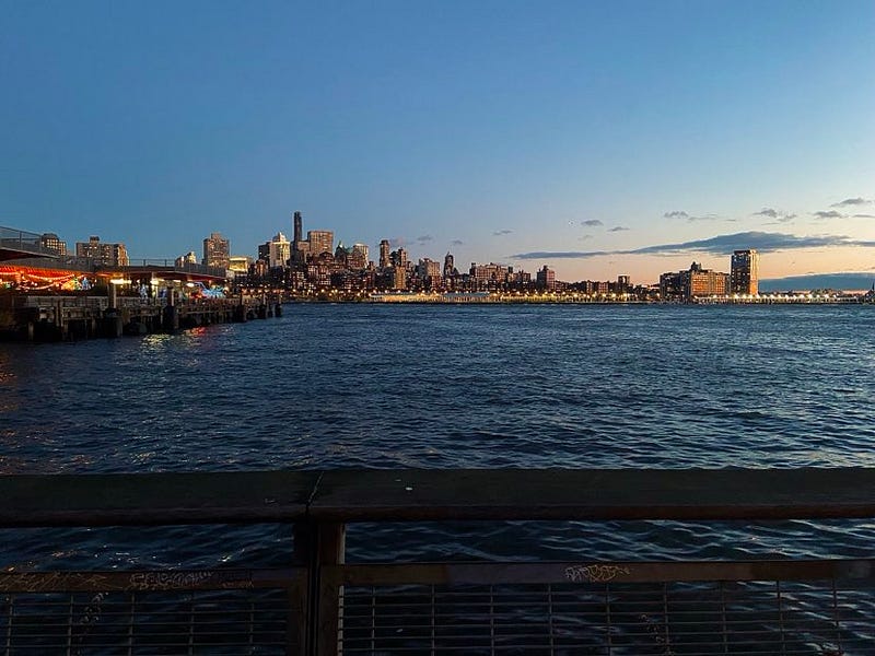 A scenic view of Brooklyn at dusk