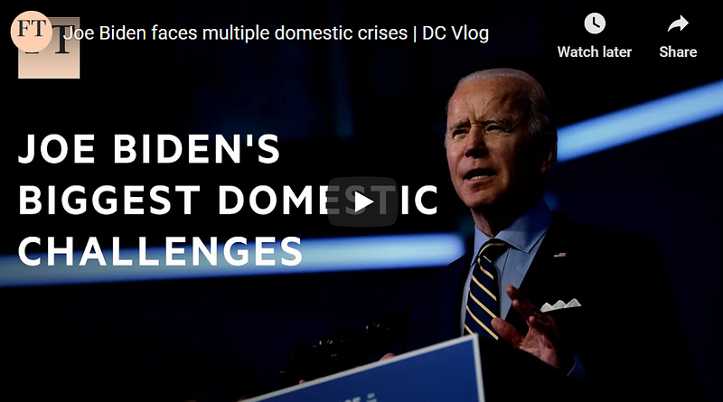 Biden addressing multiple crises.