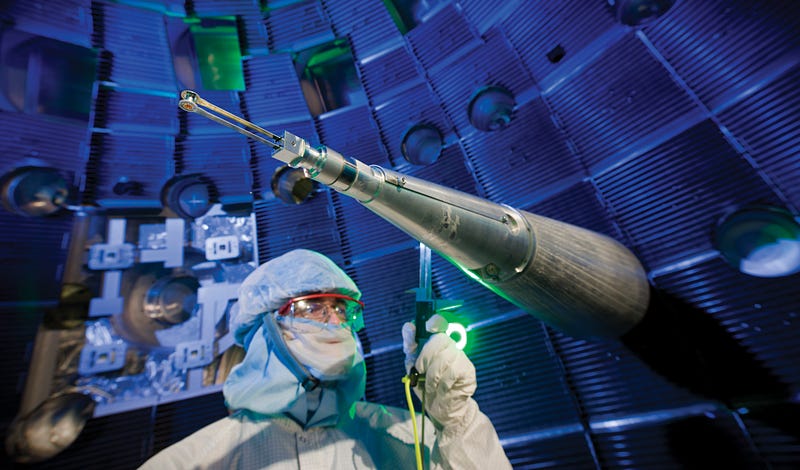 Target chamber with gold cylinder full of fusion fuel