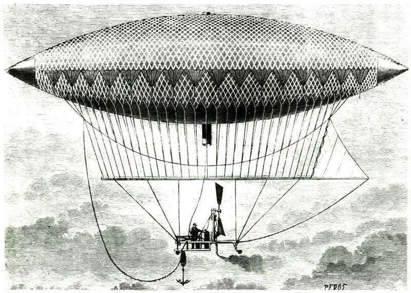 Henri Giffard's steam-powered airship illustration