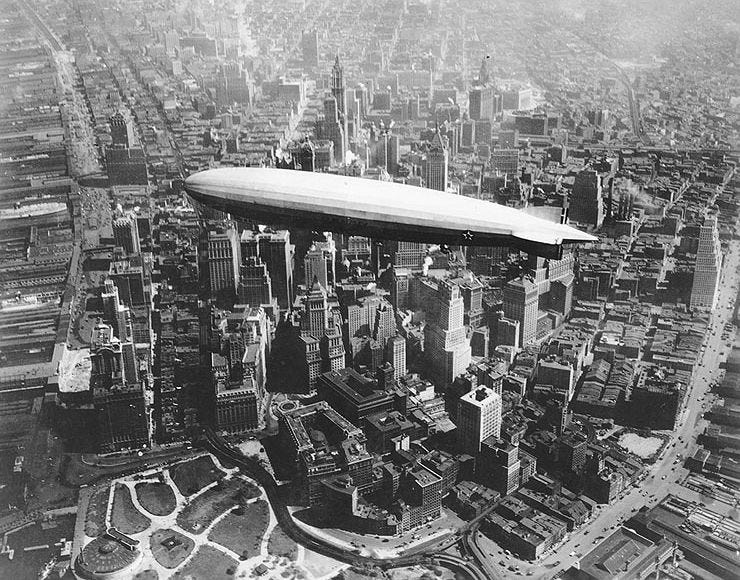 U.S.S. Los Angeles over Manhattan