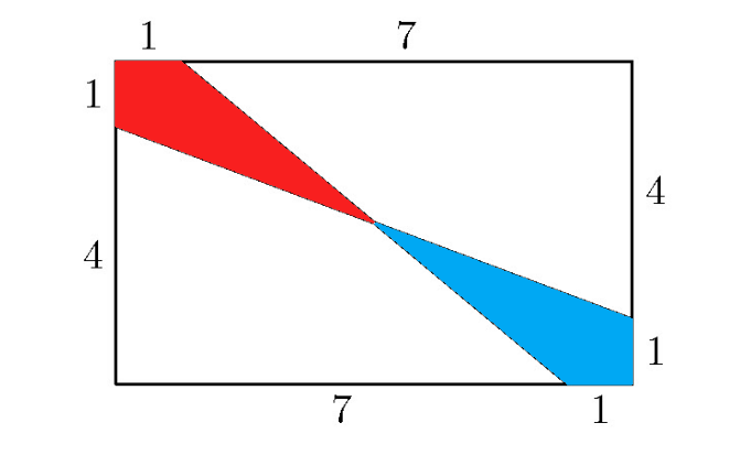 Rectangle divided by diagonal rays