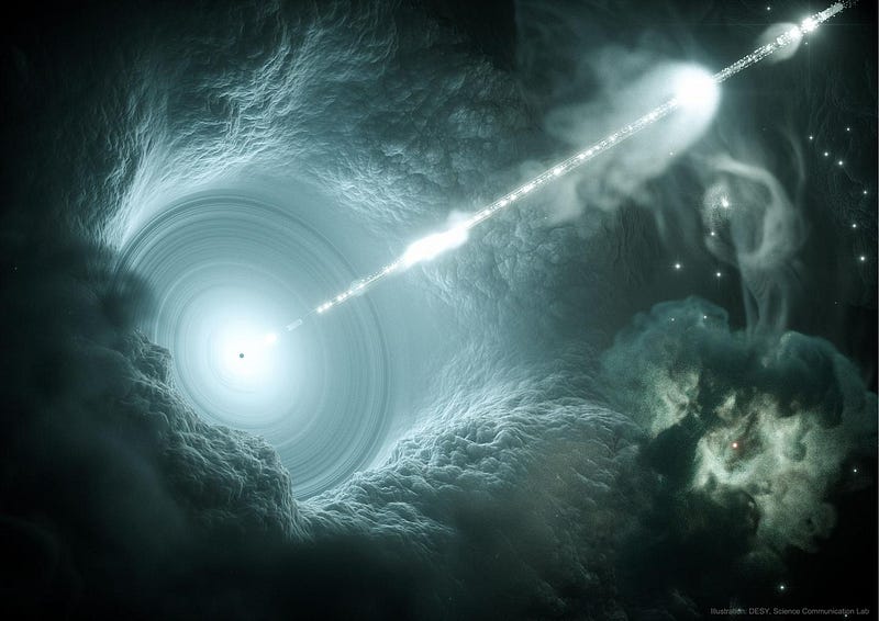 Artist's depiction of a jet from a black hole